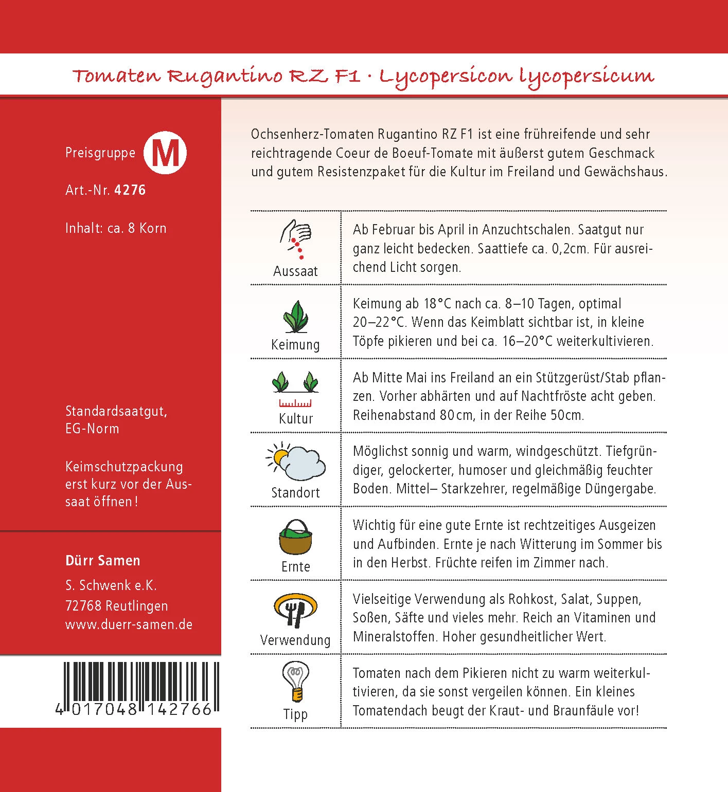 Ochsenherztomate Rugantino RZ F1 | Ochsenherztomatensamen Von Dürr Samen 1 Ochsenherztomate Rugantino RZ F1 | Ochsenherztomatensamen Von Dürr Samen