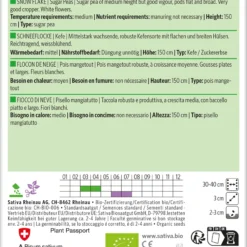 Zuckererbse Schneeflocke | BIO Zuckererbsensamen Von Sativa Rheinau