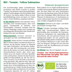 Tomate Yellow Submarine | BIO Tomatensamen Von Saflax