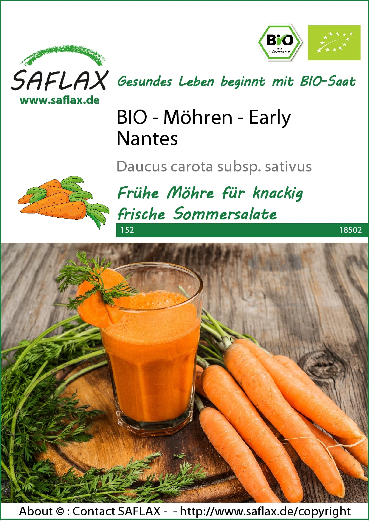 Möhre Early Nantes | BIO Möhrensamen Von Saflax 2 Möhre Early Nantes | BIO Möhrensamen Von Saflax – Bild 2