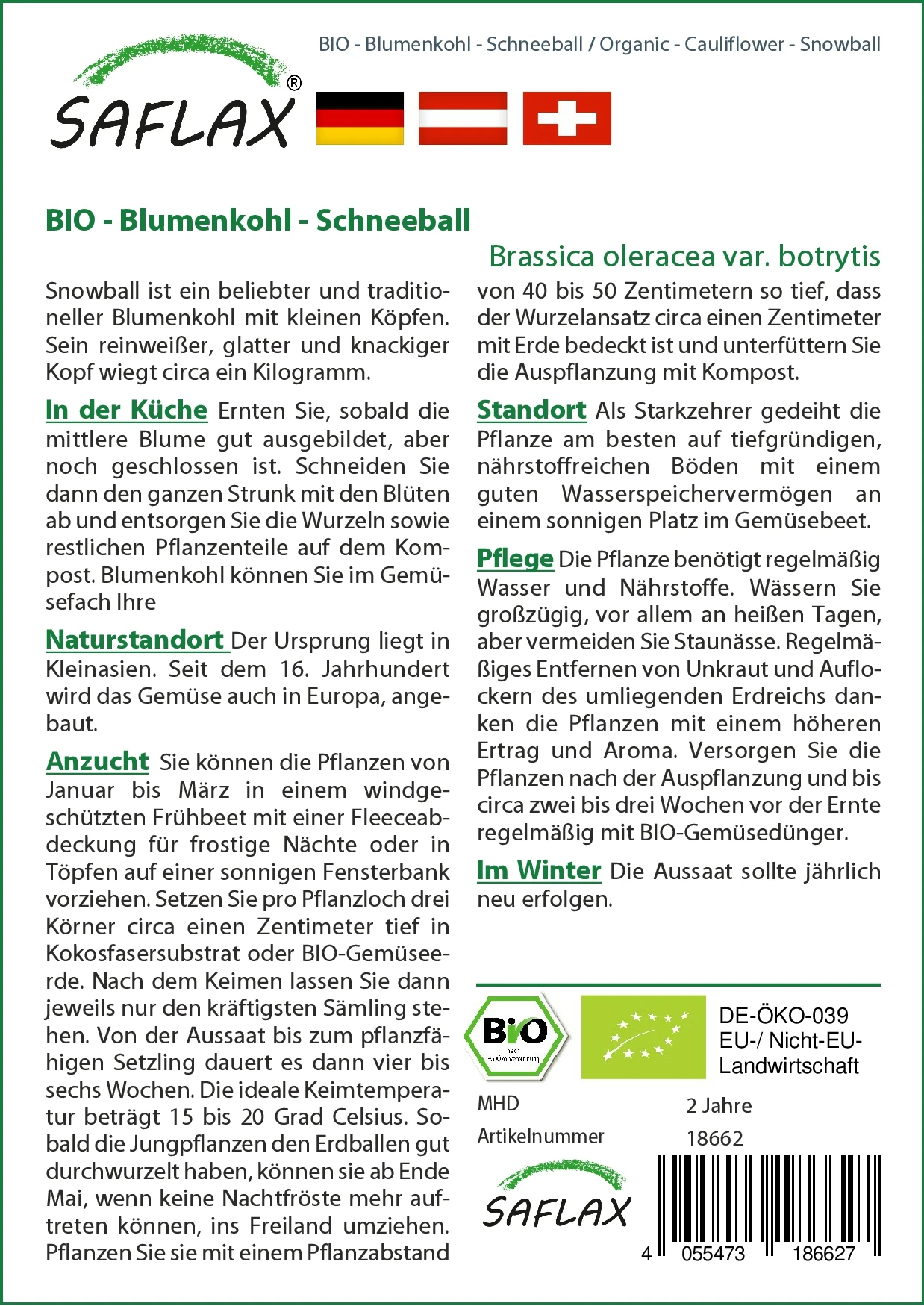 Blumenkohl Schneeball | BIO Blumenkohlsamen Von Saflax 2 Blumenkohl Schneeball | BIO Blumenkohlsamen Von Saflax – Bild 2