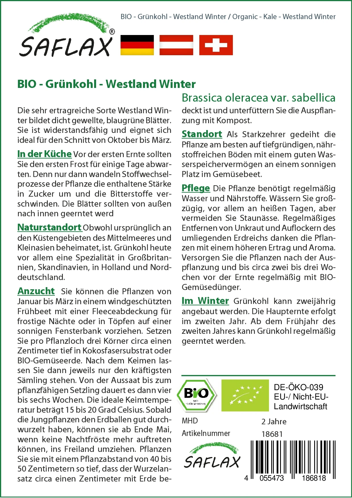 Grünkohl Westland Winter | BIO Grünkohlsamen Von Saflax 1 Grünkohl Westland Winter | BIO Grünkohlsamen Von Saflax