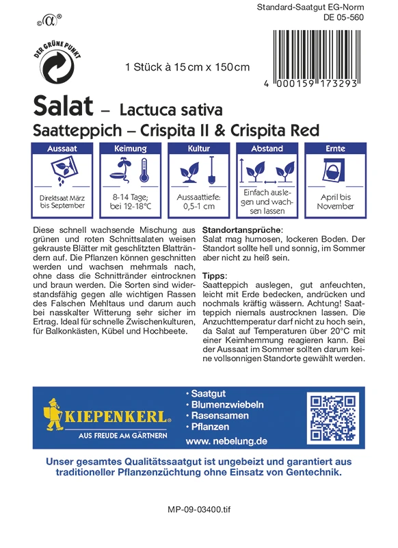 Salat Crispita II Und Crispita Red (Saatteppich) | Salatsamen Von Kiepenkerl 1 Salat Crispita II Und Crispita Red (Saatteppich) | Salatsamen Von Kiepenkerl