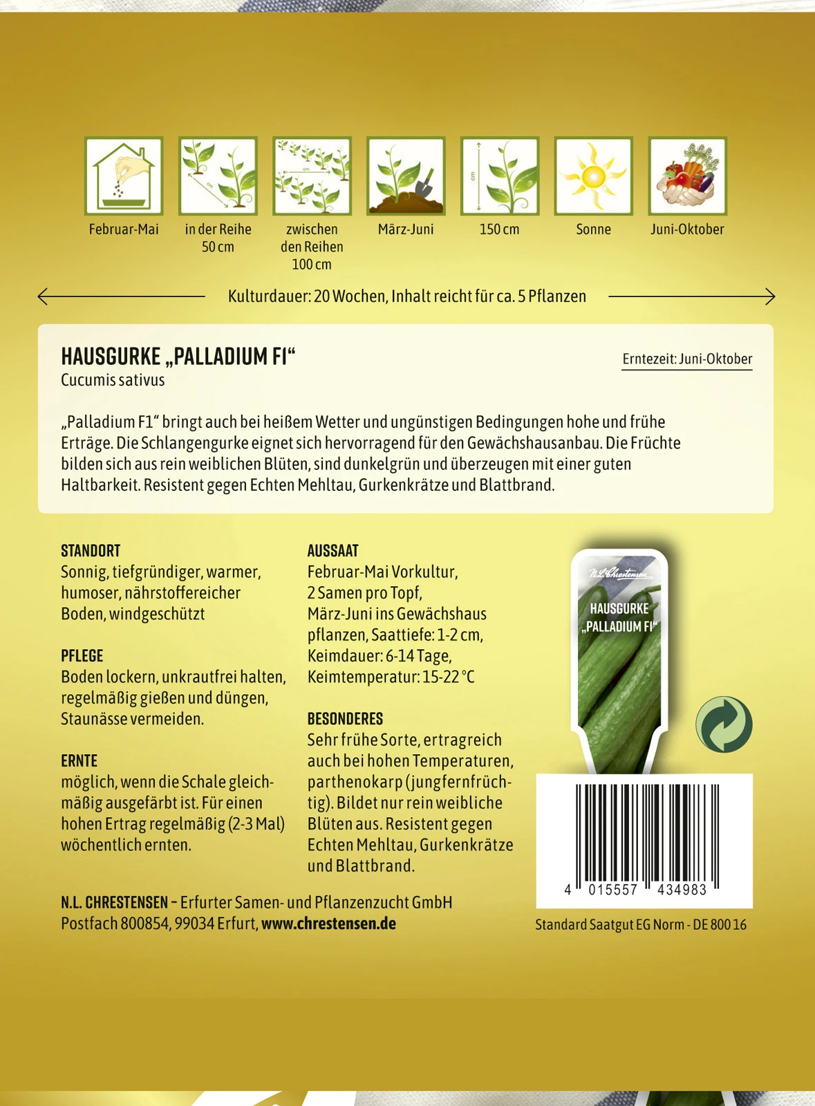 Hausgurke Palladium F1 | Gurkensamen Von N.L. Chrestensen 2 Hausgurke Palladium F1 | Gurkensamen Von N.L. Chrestensen – Bild 2