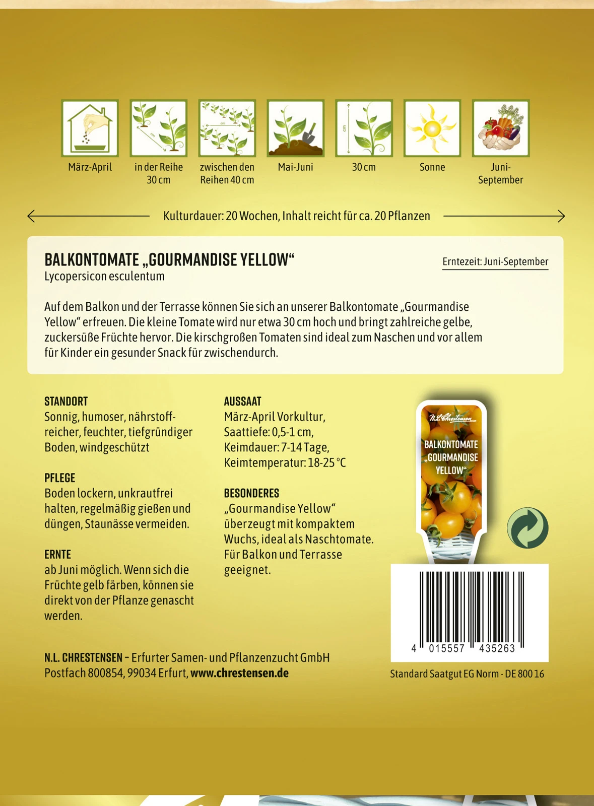 Balkontomate Gourmandise Yellow | Kirschtomatensamen Von N.L. Chrestensen 2 Balkontomate Gourmandise Yellow | Kirschtomatensamen Von N.L. Chrestensen – Bild 2