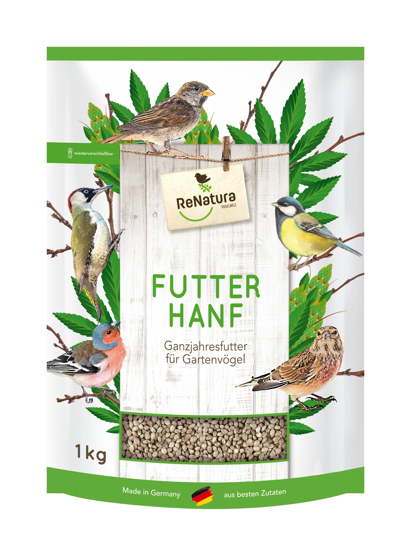 Futter-Hanf (1 Kg) | Gartenvogelfutter Von ReNatura 1 Futter-Hanf (1 Kg) | Gartenvogelfutter Von ReNatura