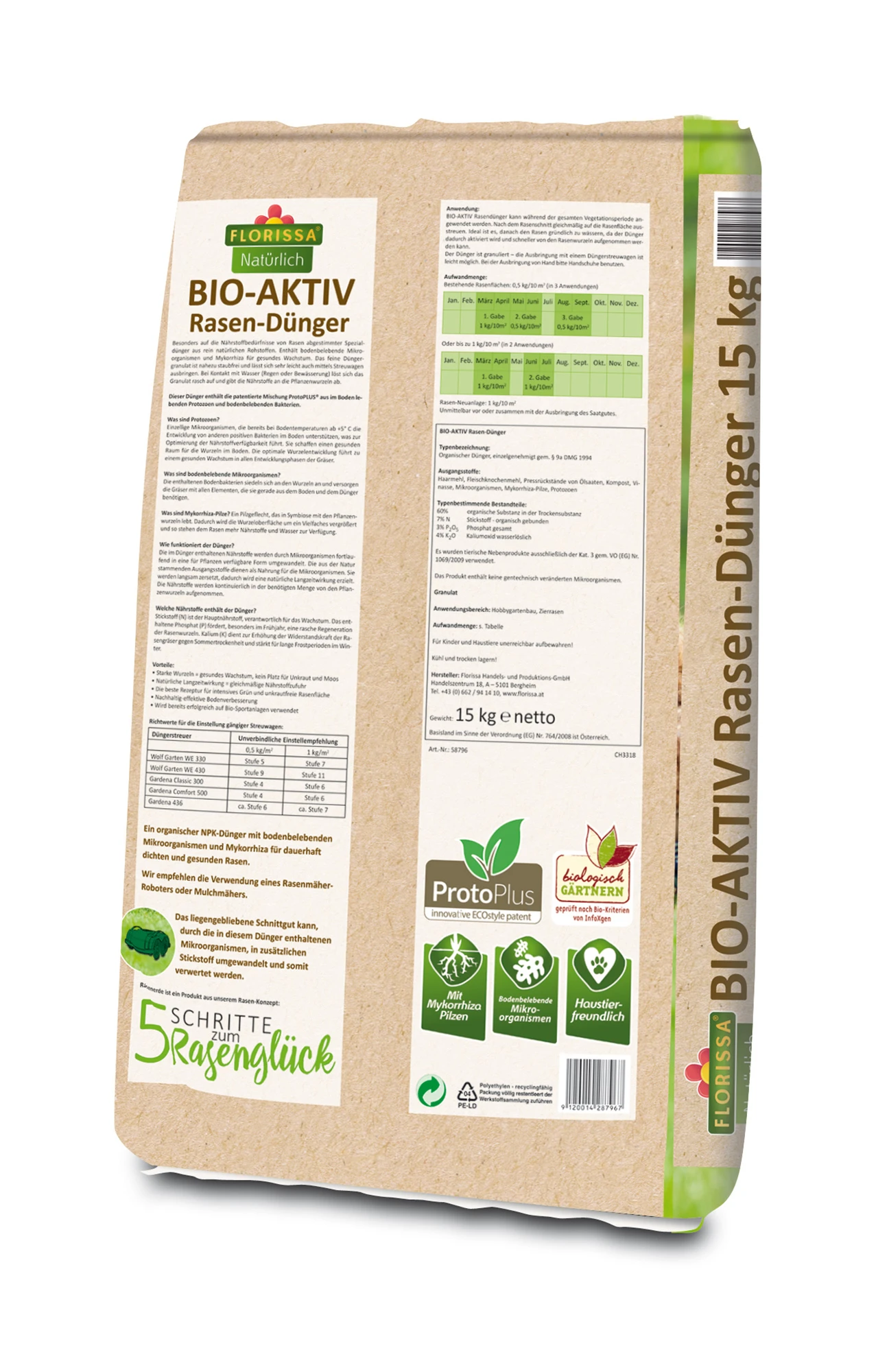 Proto Plus BIO-Aktiv Rasen-Dünger (15 Kg) | BIO Dünger Von Florissa 1 Proto Plus BIO-Aktiv Rasen-Dünger (15 Kg) | BIO Dünger Von Florissa