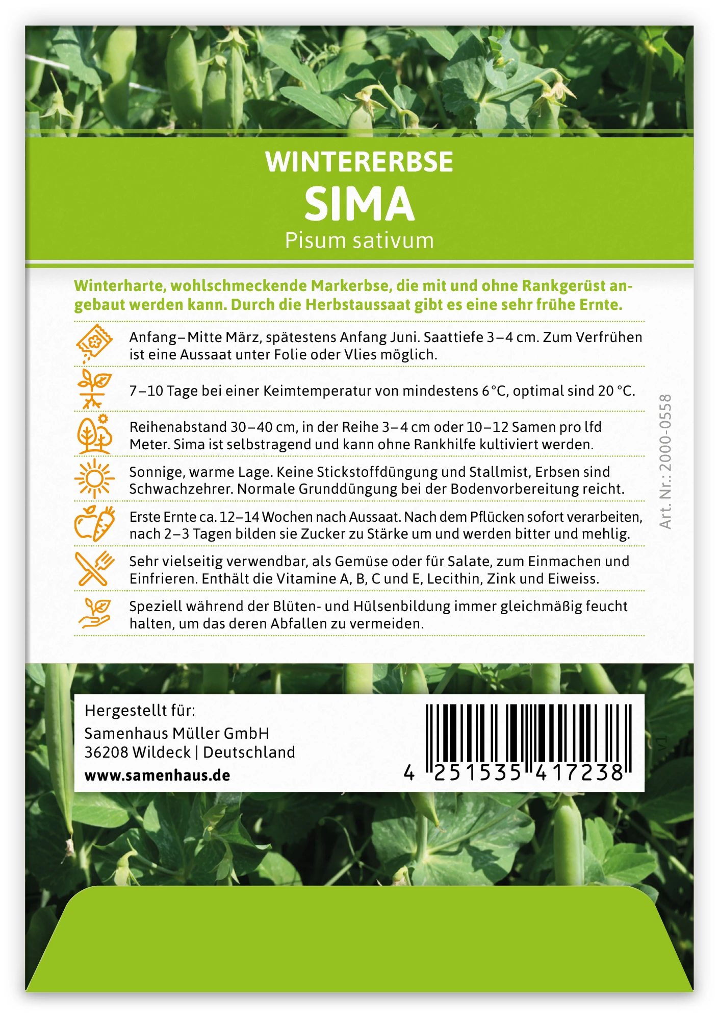 Wintererbse Sima (100 Tütchen) | Markerbsensamen Von FLORTUS 1 Wintererbse Sima (100 Tütchen) | Markerbsensamen Von FLORTUS
