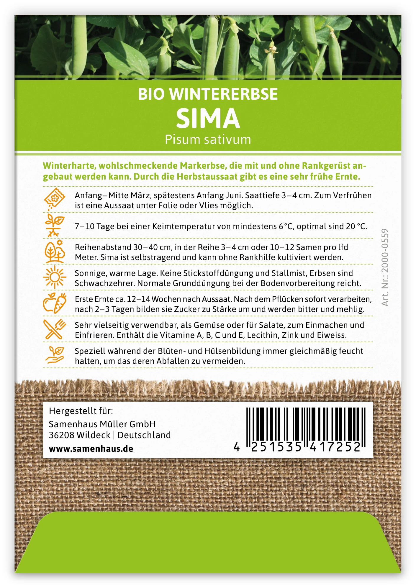 Wintererbse Sima (100 Tütchen) | BIO Markerbsensamen Von FLORTUS 1 Wintererbse Sima (100 Tütchen) | BIO Markerbsensamen Von FLORTUS