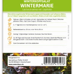Winterkopfsalat Wintermarie (100 Tütchen) | Kopfsalatsamen Von FLORTUS