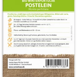Winterportulak Postelein (100 Tütchen) | BIO Portulaksamen Von FLORTUS -Baum Freude Verkäufe 551882 BIO Winterportulak Postelein 100 Tuetchen 2000 0563 1