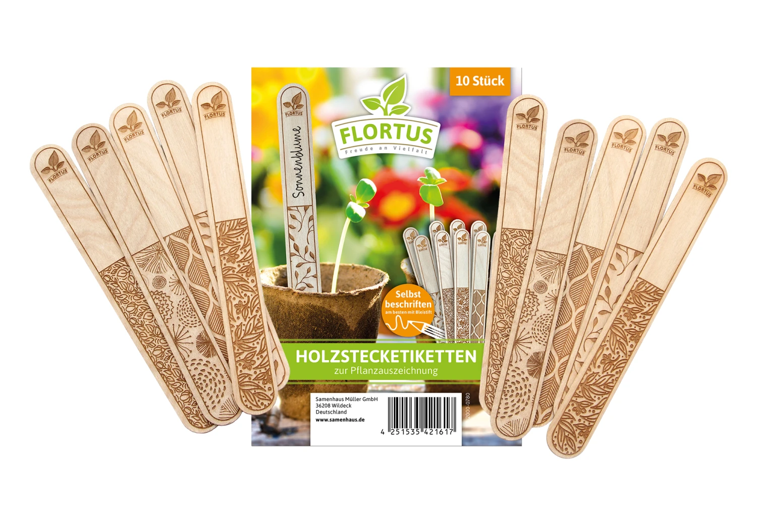 Holzstecketiketten Mit Lasergravur (10 Stück) | Pflanzenetiketten Von FLORTUS 3 Holzstecketiketten Mit Lasergravur (10 Stück) | Pflanzenetiketten Von FLORTUS – Bild 3
