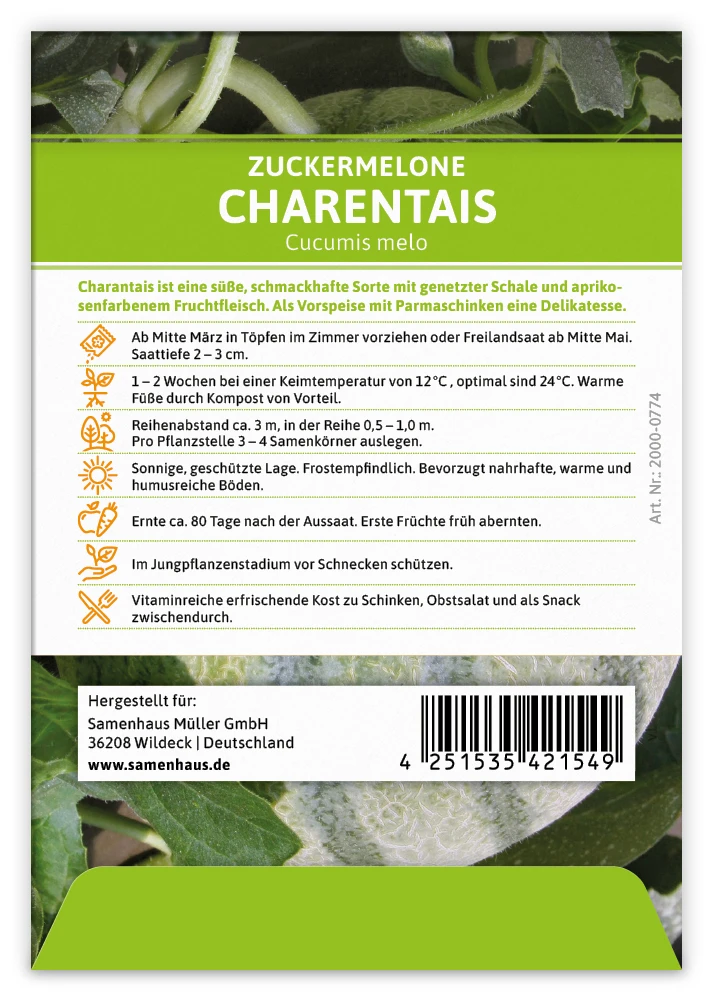 Zuckermelone Charentaise (100 Tütchen) | Zuckermelonensamen Von FLORTUS 2 Zuckermelone Charentaise (100 Tütchen) | Zuckermelonensamen Von FLORTUS – Bild 2