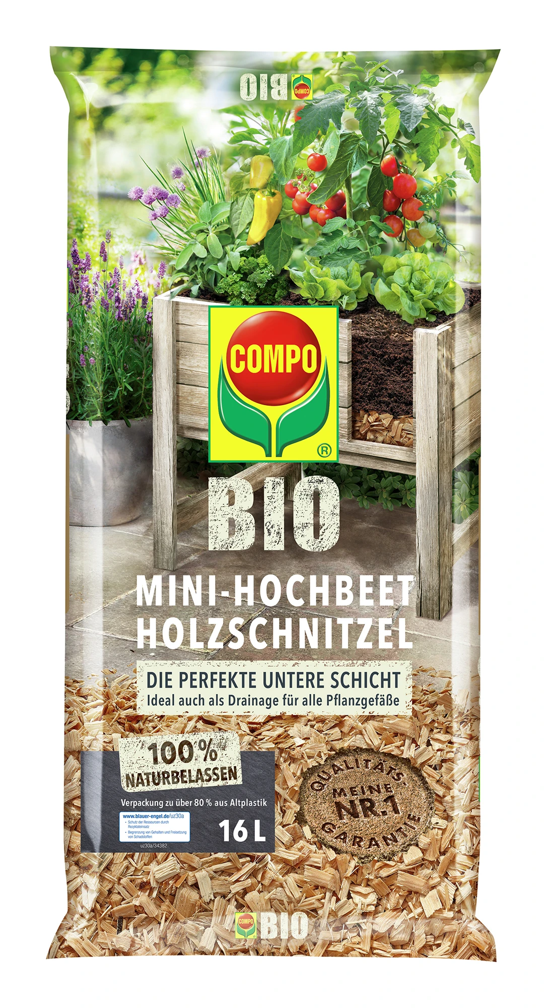 Mini-Hochbeet Holzschnitzel (16 L) | BIO Beethackschnitzel Von COMPO 1 Mini-Hochbeet Holzschnitzel (16 L) | BIO Beethackschnitzel Von COMPO